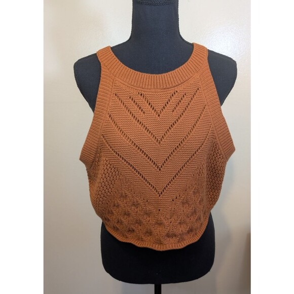 House Of Harlow 1960 Crop Top Brown Crochet Knit Boho Beachy Large NWOT - Picture 10 of 10